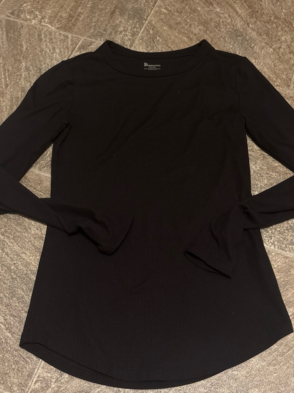 No Boundaries Black Ribbed Long-Sleeve Crewneck Top